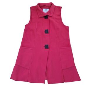 Janska Pink Sleeveless Fleece Vest Pockets Made in USA Layering Winter‎ GILDA
